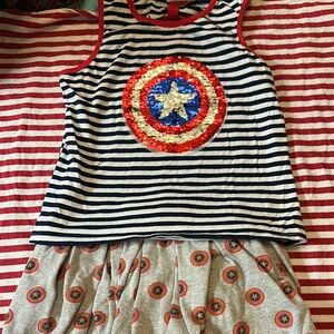Marvel Striped Tank Top and Skirt Set with Star Design